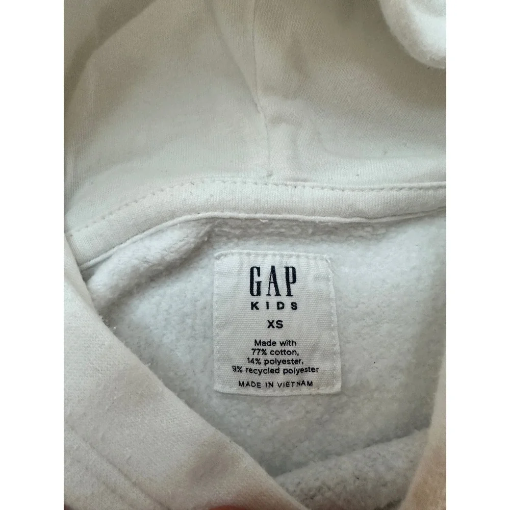 Gap NASA Hoodie Kids XS White Graphic Fleece Pullover Space Rocket Sweatshirt